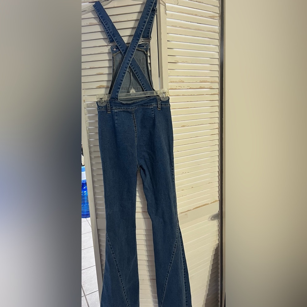 Vici Dark Blue Denim Flared Overalls in Small - Picture 8 of 12